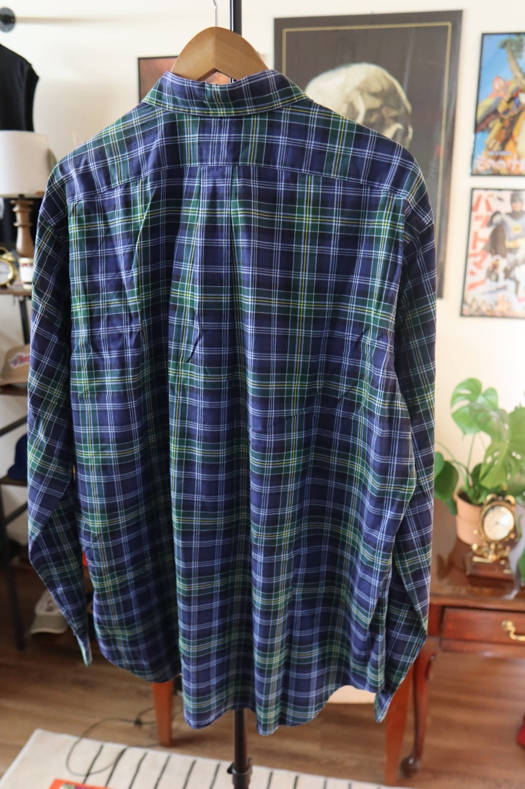 Ralph Lauren Button Up Shirt Men’s Large XL Blue Green Yellow Plaid Long Sleeves