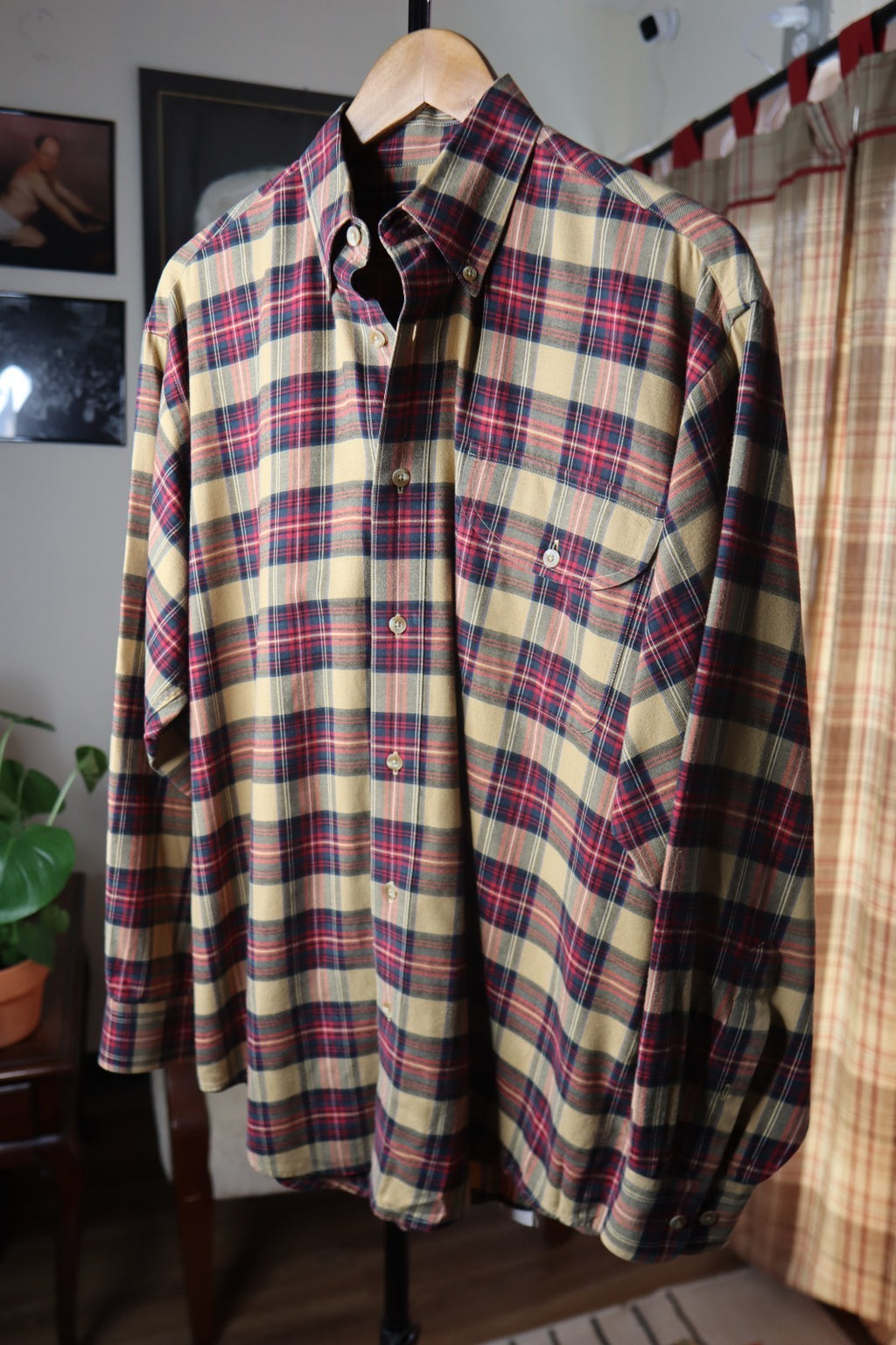 Orvis Mens Large Plaid Check Flannel Cotton Merino Wool Luxury