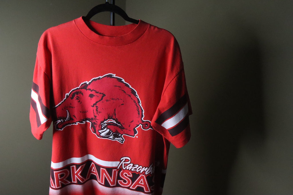 Vintage Rare 1990s Arkansas Razorbacks USA Made Single-Stitch T Shirt