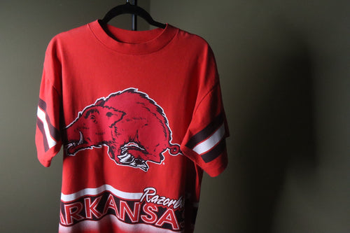 Vintage Rare 1990s Arkansas Razorbacks USA Made Single-Stitch T Shirt