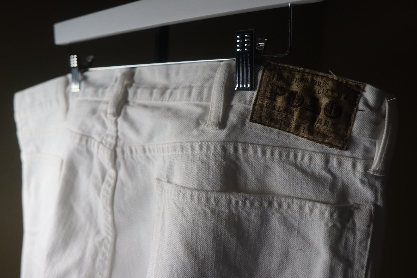Polo Ralph Lauren Men's Size 40 X 32 White Varick Slim Straight Denim Jeans
