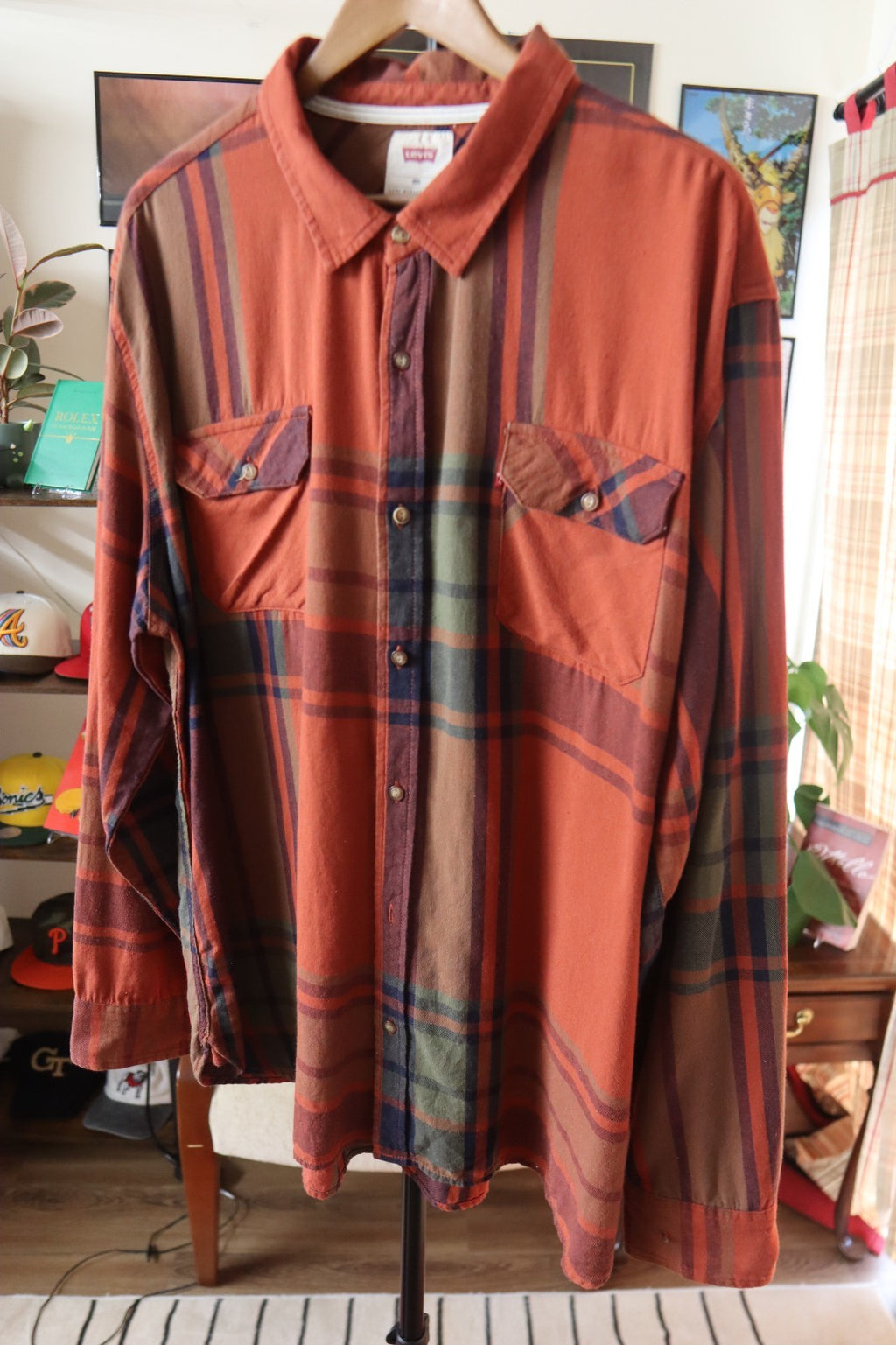 Levi’s Button Up Shirt Men’s XXXL In Rust Plaid