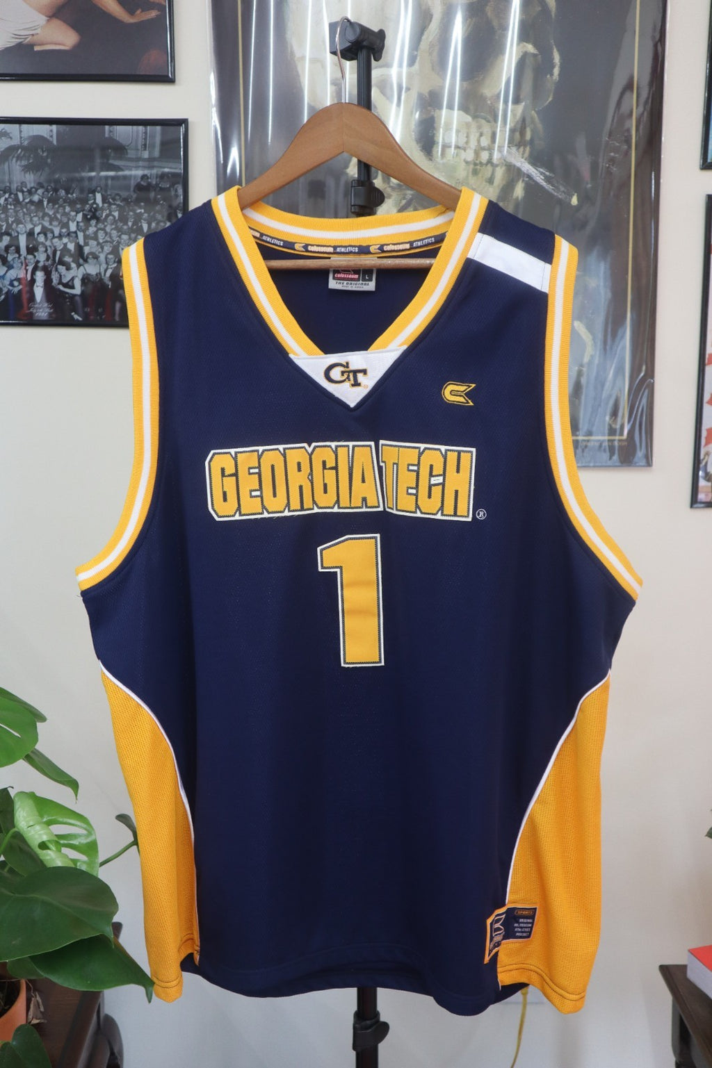 Georgia Tech Yellow Jackets Colosseum Mens Basketball Jersey Blue Size Large