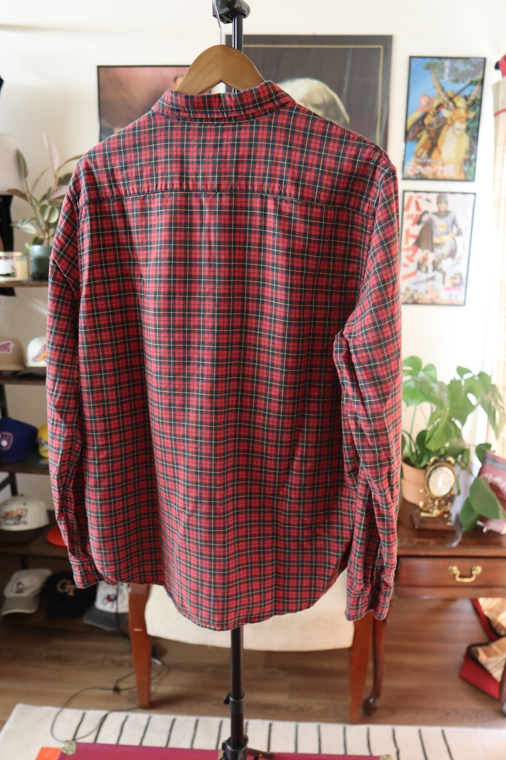 Denim & Supply Ralph Lauren Shirt Mens Oxford Cotton Red Plaid Shirt Large