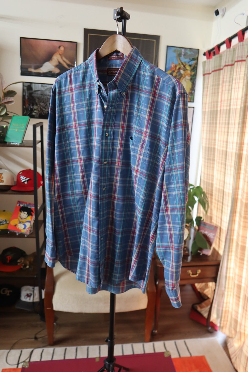 1980s Chap Ralph Lauren Plaid Button Up Shirt Large
