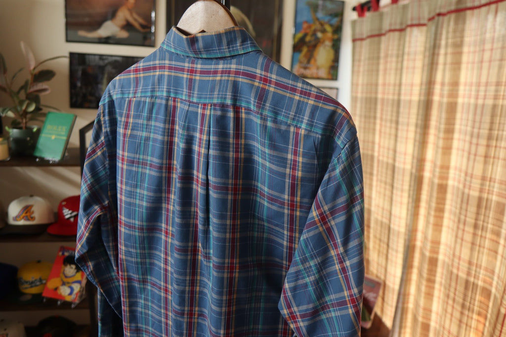 1980s Chap Ralph Lauren Plaid Button Up Shirt Large