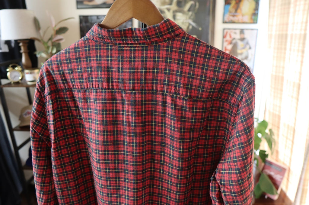 Denim & Supply Ralph Lauren Shirt Mens Oxford Cotton Red Plaid Shirt Large