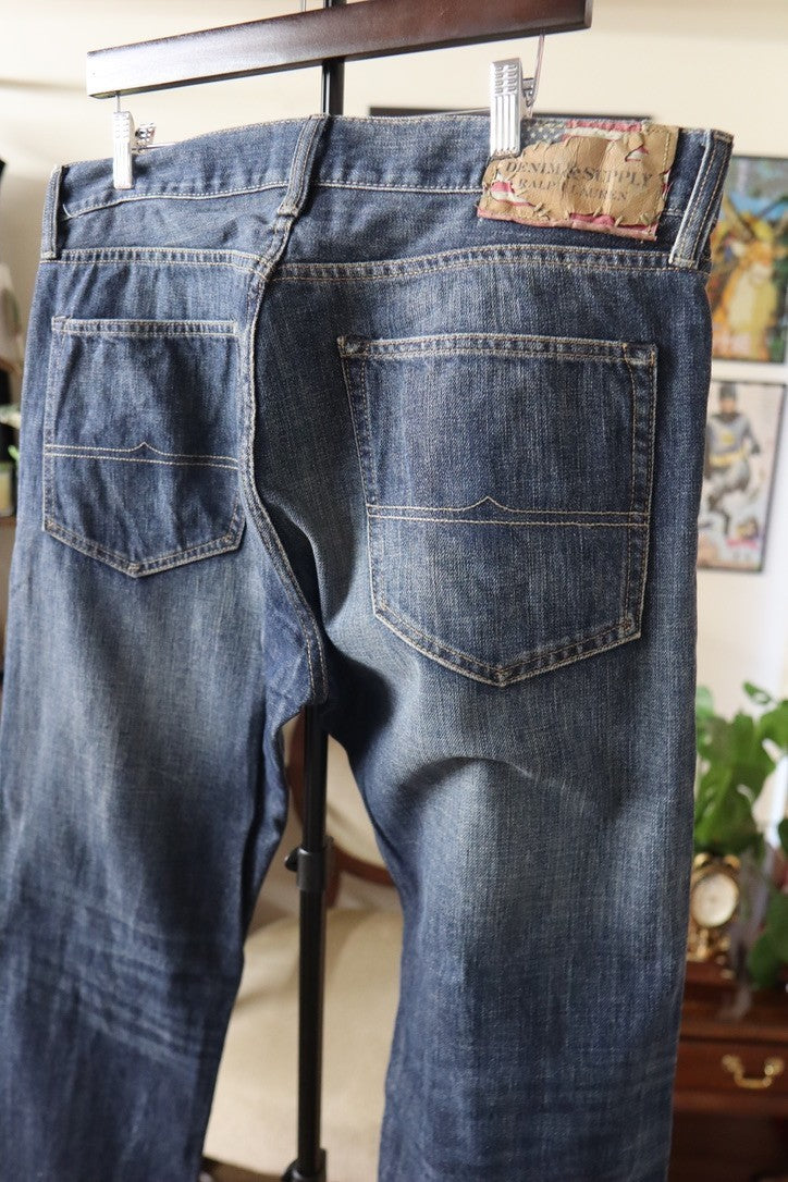 Denim Supply Ralph Lauren Jeans Mens 36x34 Straight Blue Vintage Flag Logo