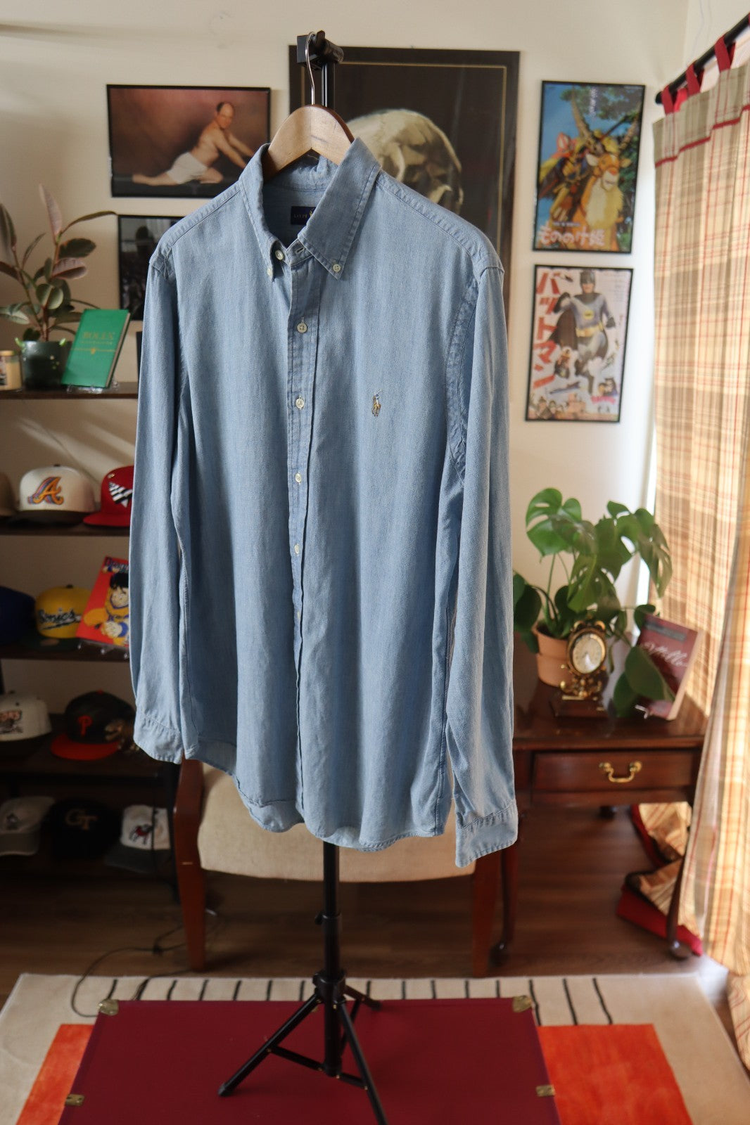 Ralph Lauren Classic Chambray Shirt In Light Blue Size L