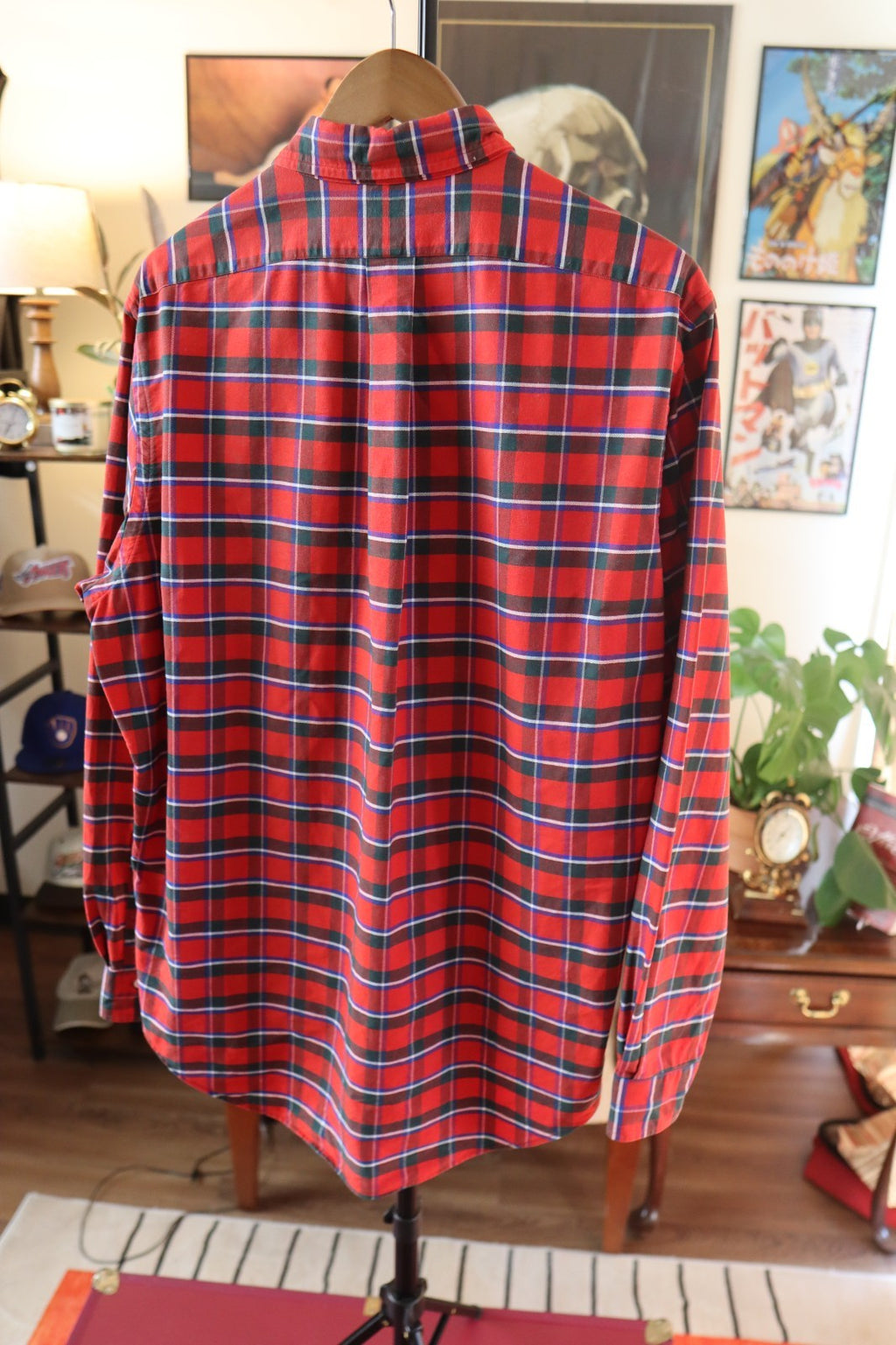 Vintage Ralph Lauren Polo Button Up Shirt Men XL Red Plaid Long Sleeve