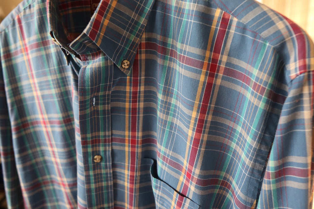1980s Chap Ralph Lauren Plaid Button Up Shirt Large