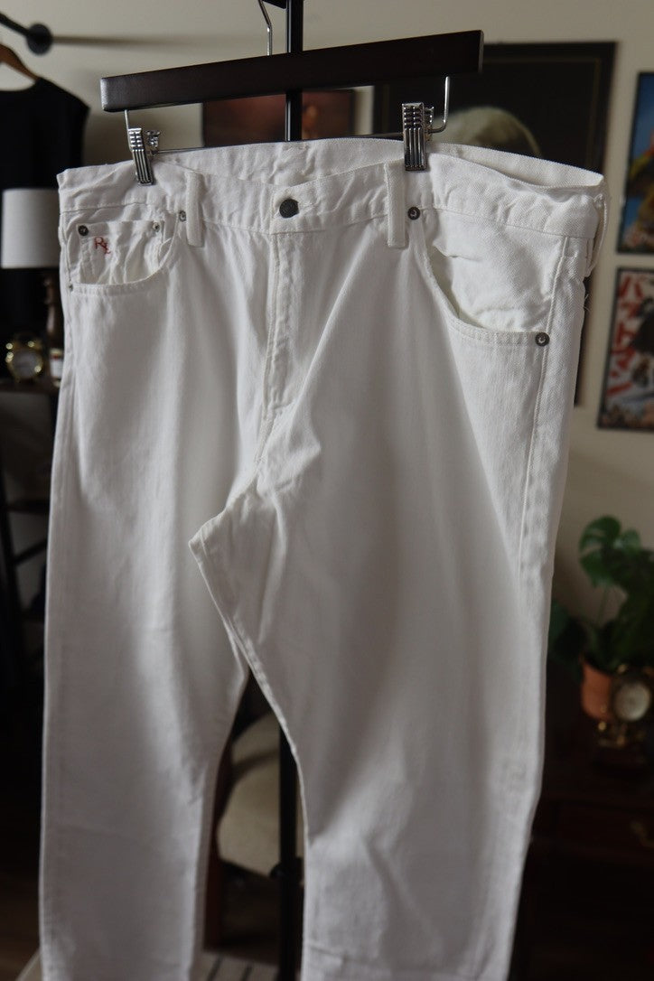 Polo Ralph Lauren 867 Men's 5 Pocket White Denim Jeans Size 40X32