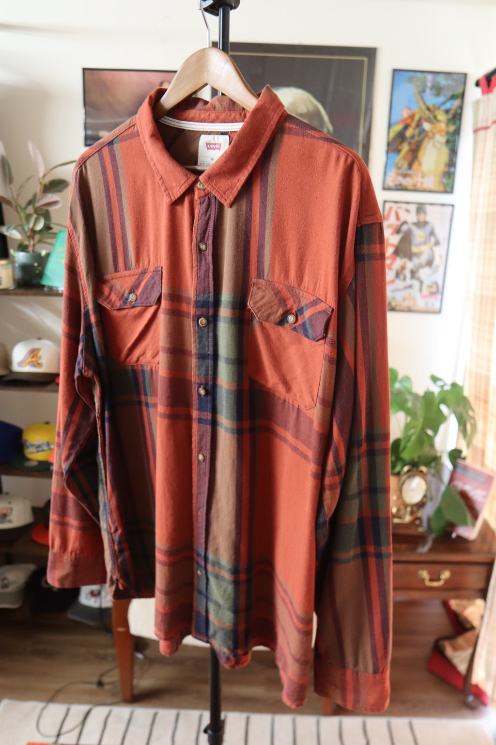 Levi’s Button Up Shirt Men’s XXXL In Rust Plaid