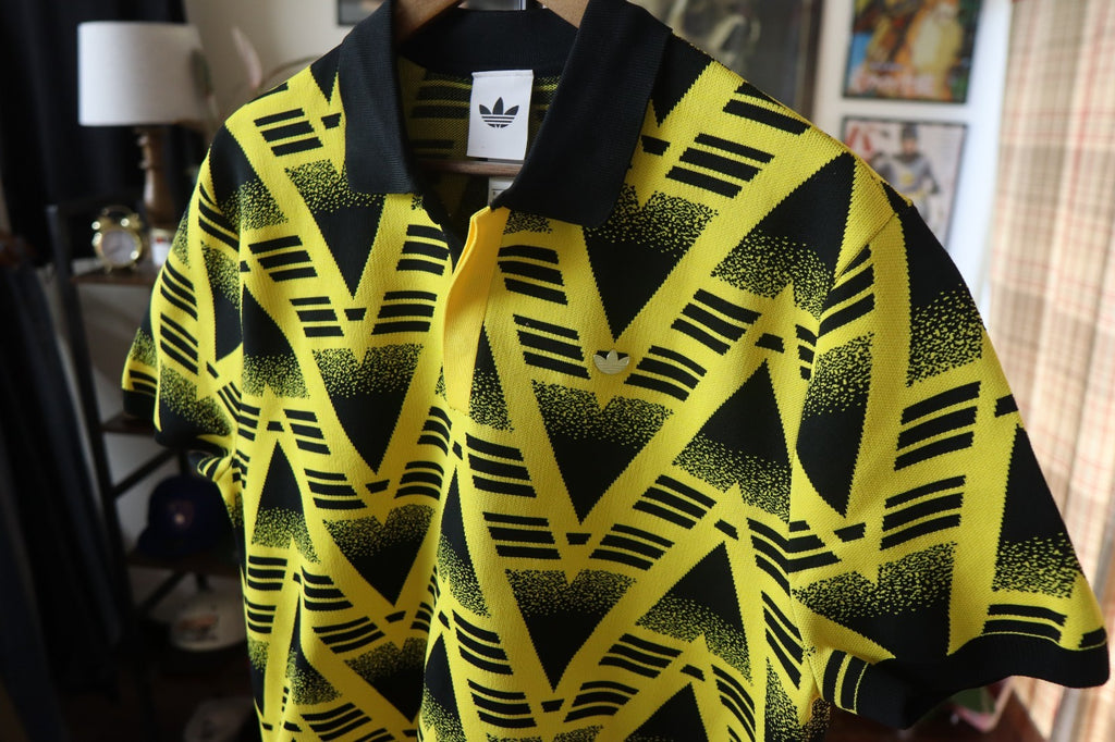 Adidas Originals Knit Polo Shirt Gold Emblem Size Large