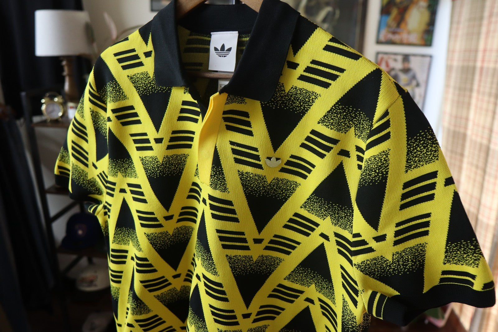Adidas Originals Knit Polo Shirt Gold Emblem Size Large