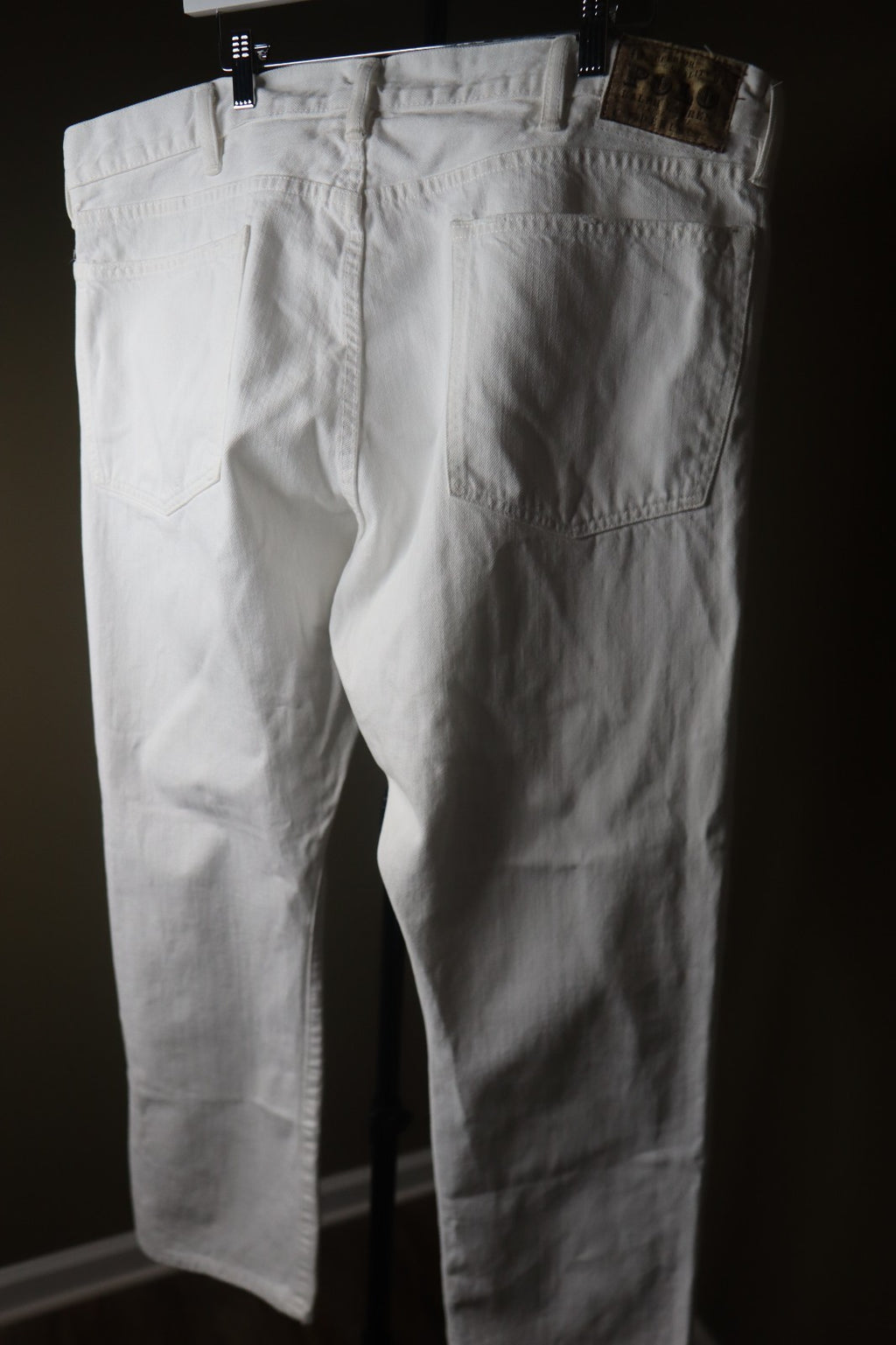Polo Ralph Lauren Men's Size 40 X 32 White Varick Slim Straight Denim Jeans