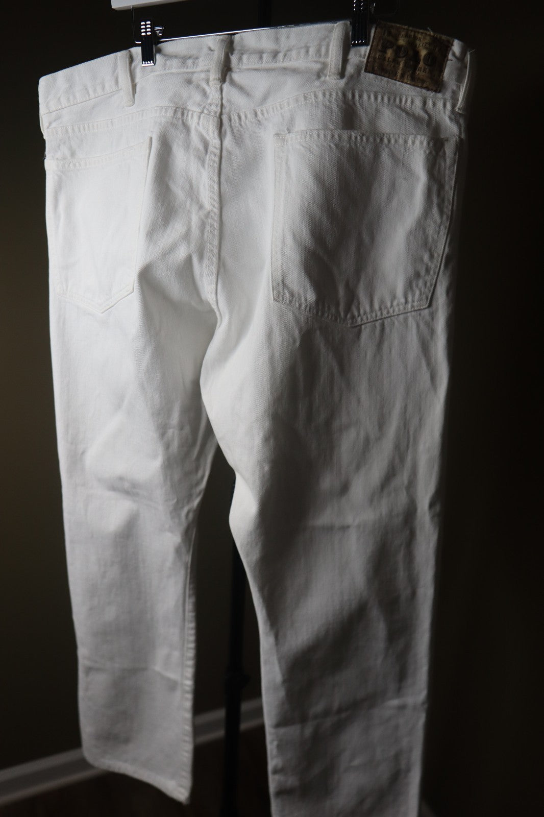 Polo Ralph Lauren Men's Size 40 X 32 White Varick Slim Straight Denim Jeans