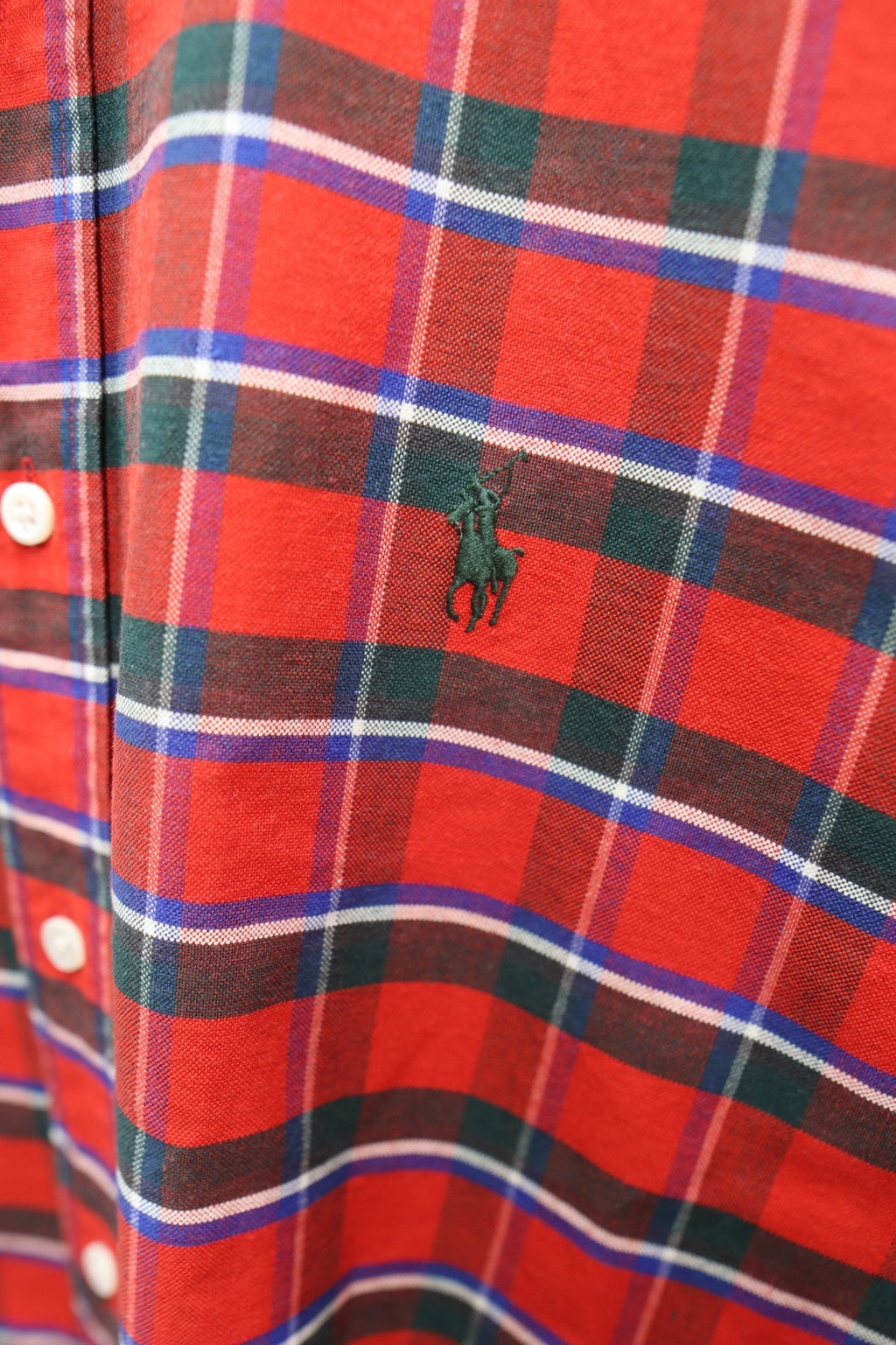 Vintage Ralph Lauren Polo Button Up Shirt Men XL Red Plaid Long Sleeve