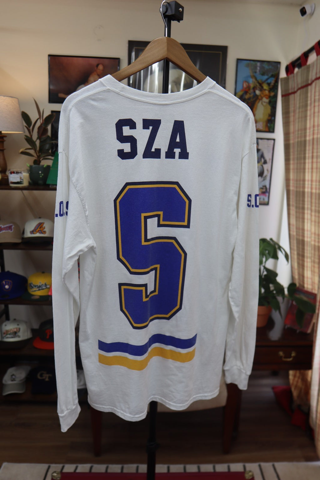 SZA SOS Tour Merch White Long Sleeve Hockey Jersey T-Shirt TDE Official Large