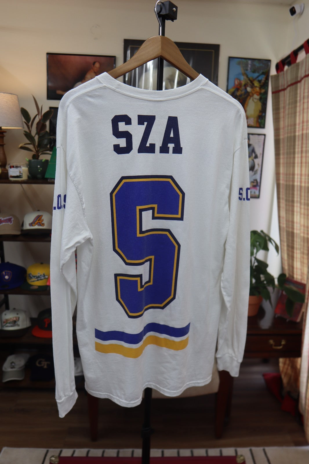 SZA SOS Tour Merch White Long Sleeve Hockey Jersey T-Shirt TDE Official Large