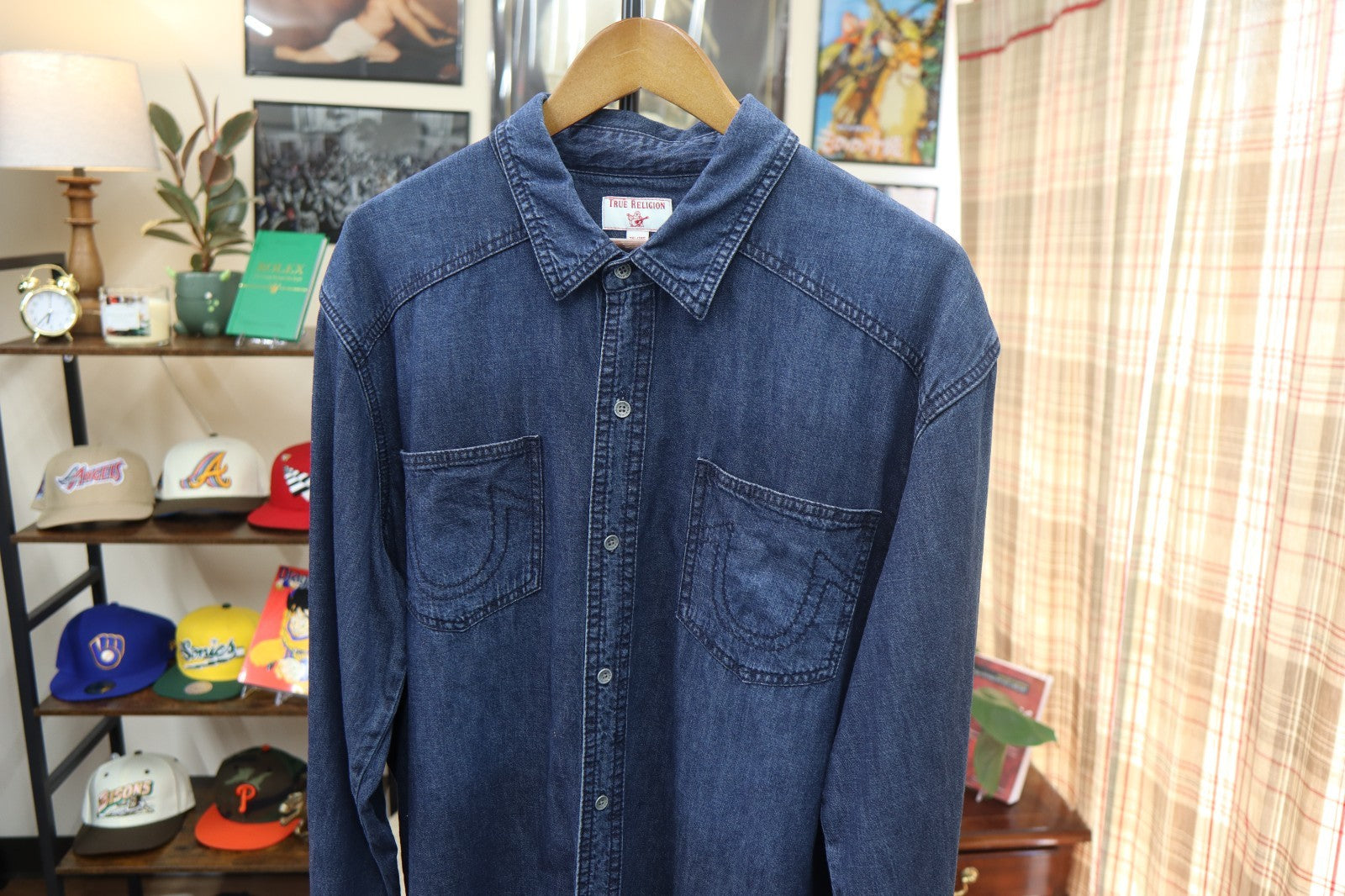 True Religion Men's Denim Long Sleeve Button Up Shirt Size XXL