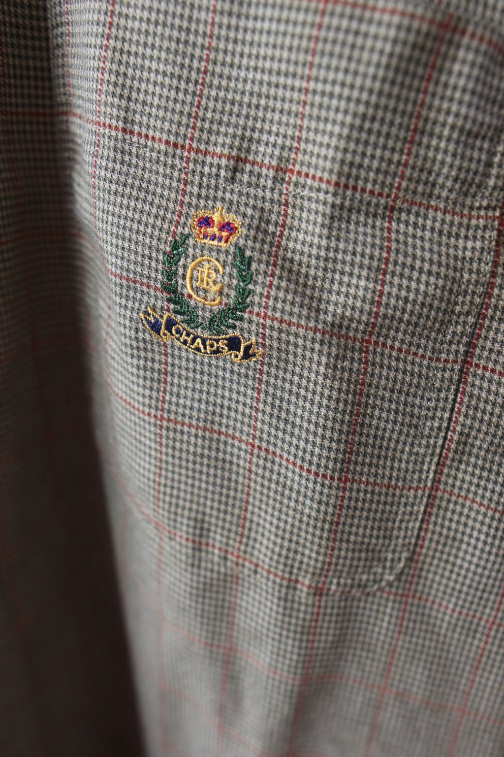 Vintage Chaps Ralph Lauren Mens Plaid Button Up Shirt Size XL Embroidered Crown