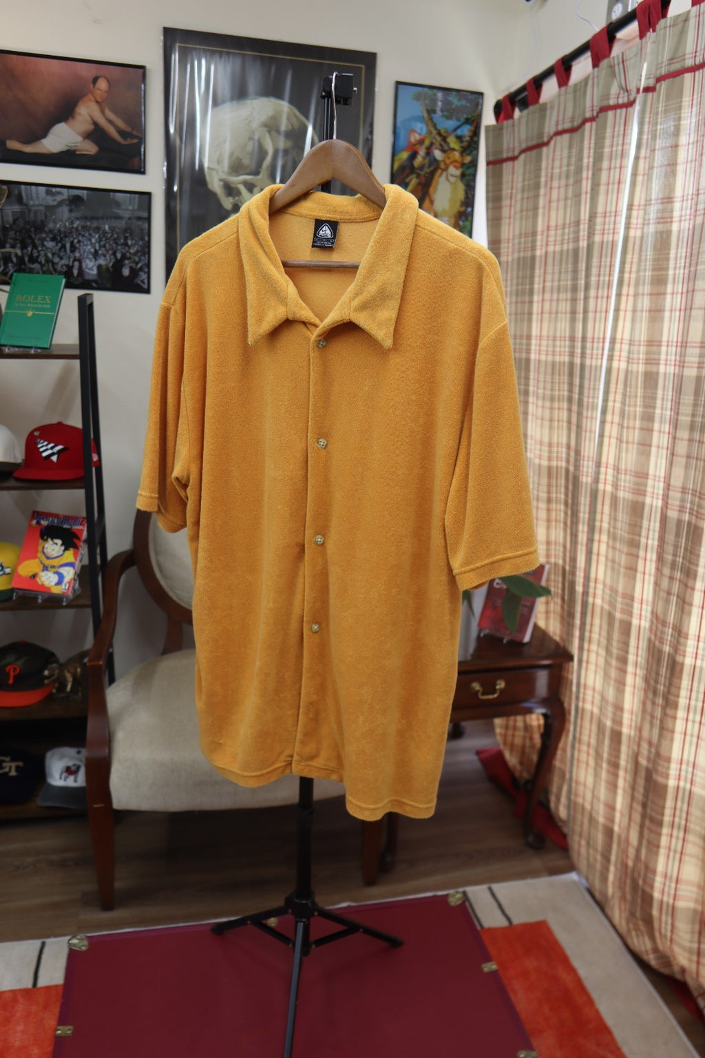 Nike ACG Men's XL Orange Terry Cloth Short Sleeve Button Down Casual Shirt