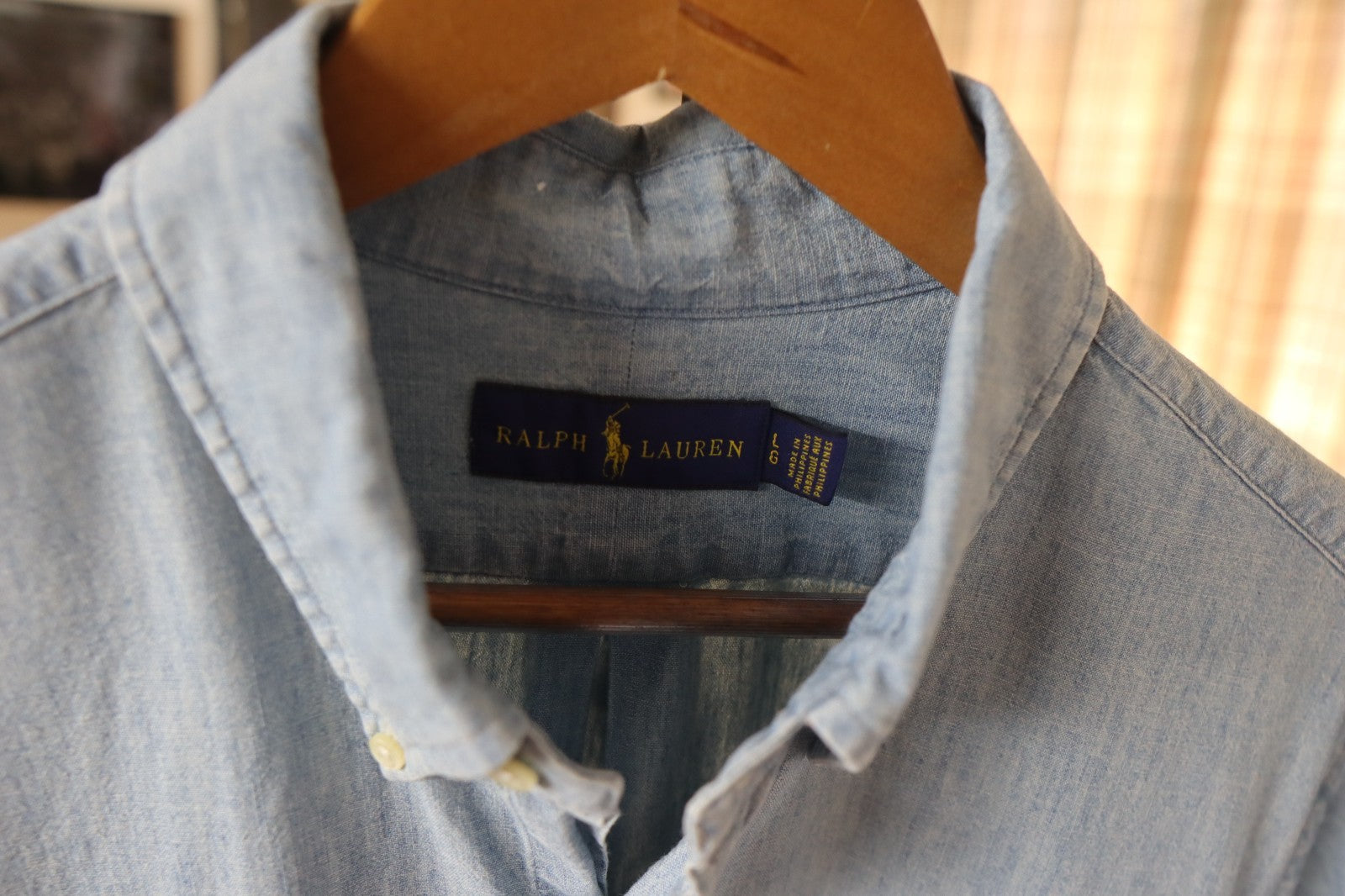 Ralph Lauren Classic Chambray Shirt In Light Blue Size L