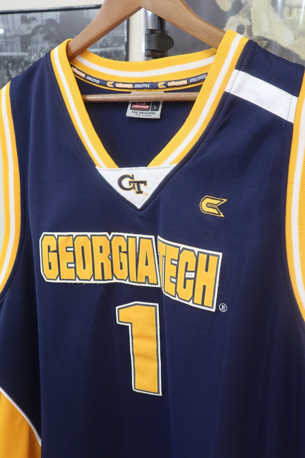 Georgia Tech Yellow Jackets Colosseum Mens Basketball Jersey Blue Size Large