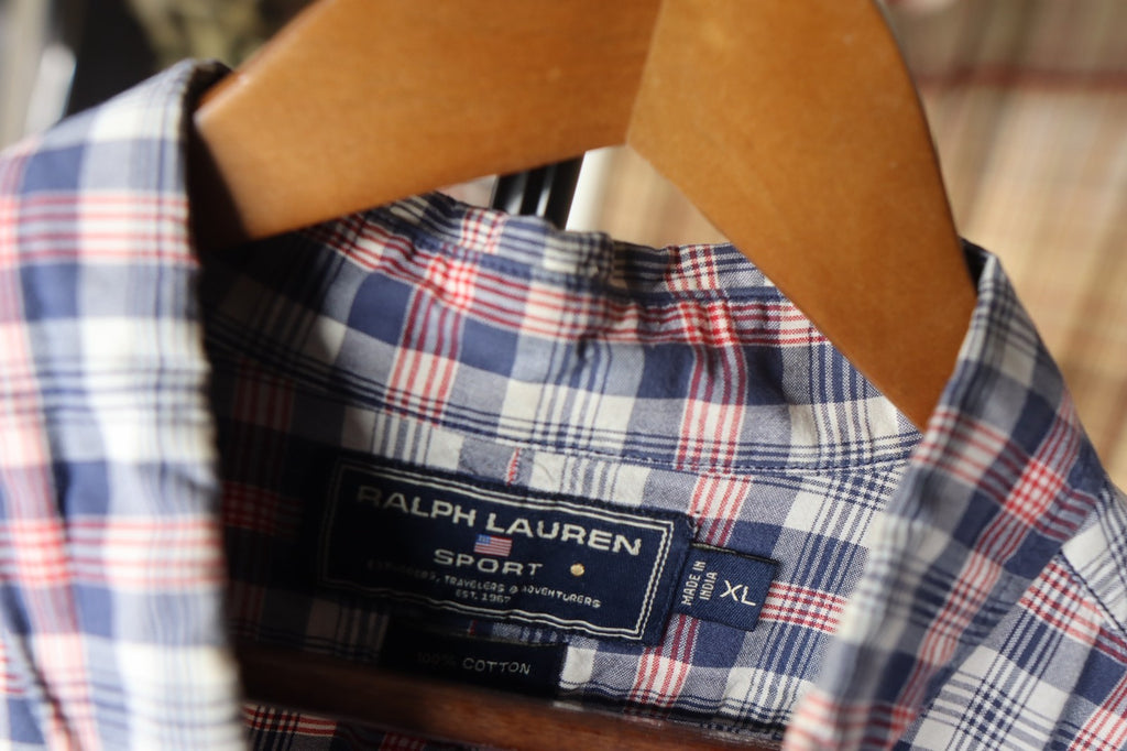 Vintage Ralph Lauren Polo Sport Plaid Button Down Mens XL