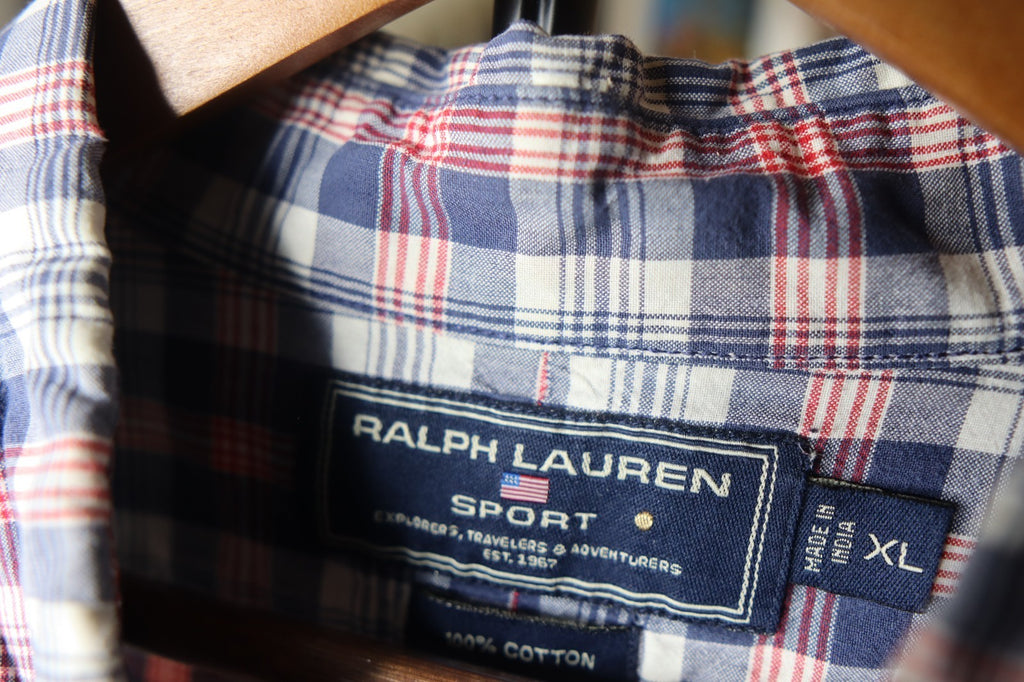Vintage Ralph Lauren Polo Sport Plaid Button Down Mens XL