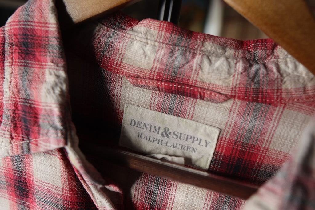 Ralph Lauren Denim & Supply Shirt Mens Large Red Button Up Short Sleeve Plaid XL