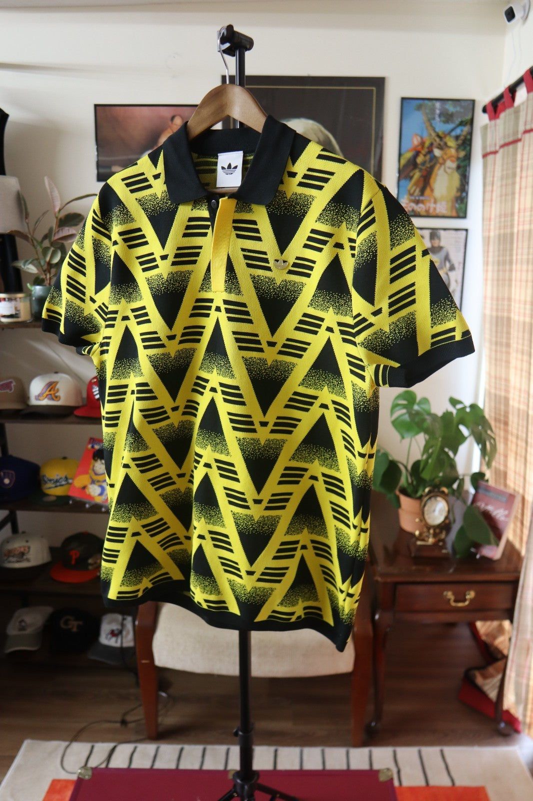 Adidas Originals Knit Polo Shirt Gold Emblem Size Large
