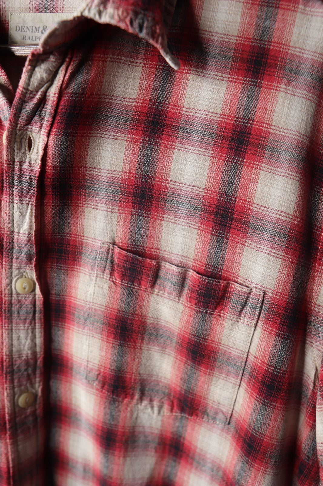 Ralph Lauren Denim & Supply Shirt Mens Large Red Button Up Short Sleeve Plaid XL