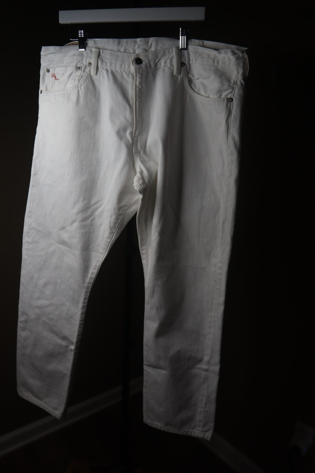 Polo Ralph Lauren Men's Size 40 X 32 White Varick Slim Straight Denim Jeans