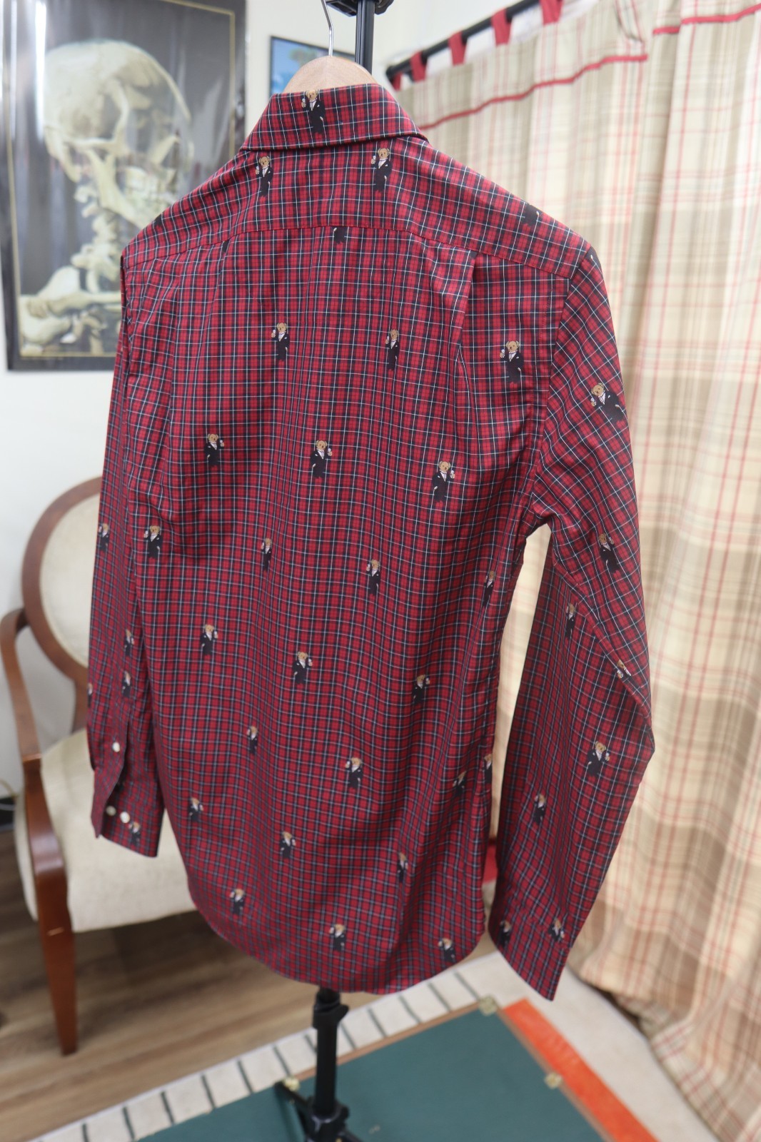 Polo Ralph Lauren Red/Black Plaid WINE-TOASTING BEARS Shirt Slim Fit 14 1/2 - 37