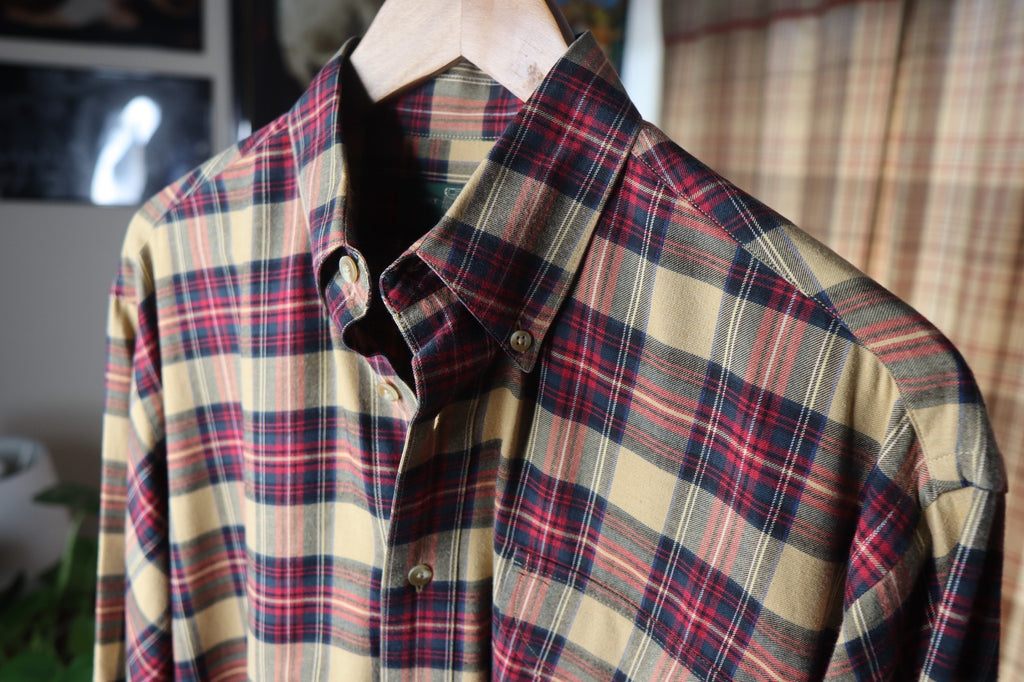 Orvis Mens Large Plaid Check Flannel Cotton Merino Wool Luxury