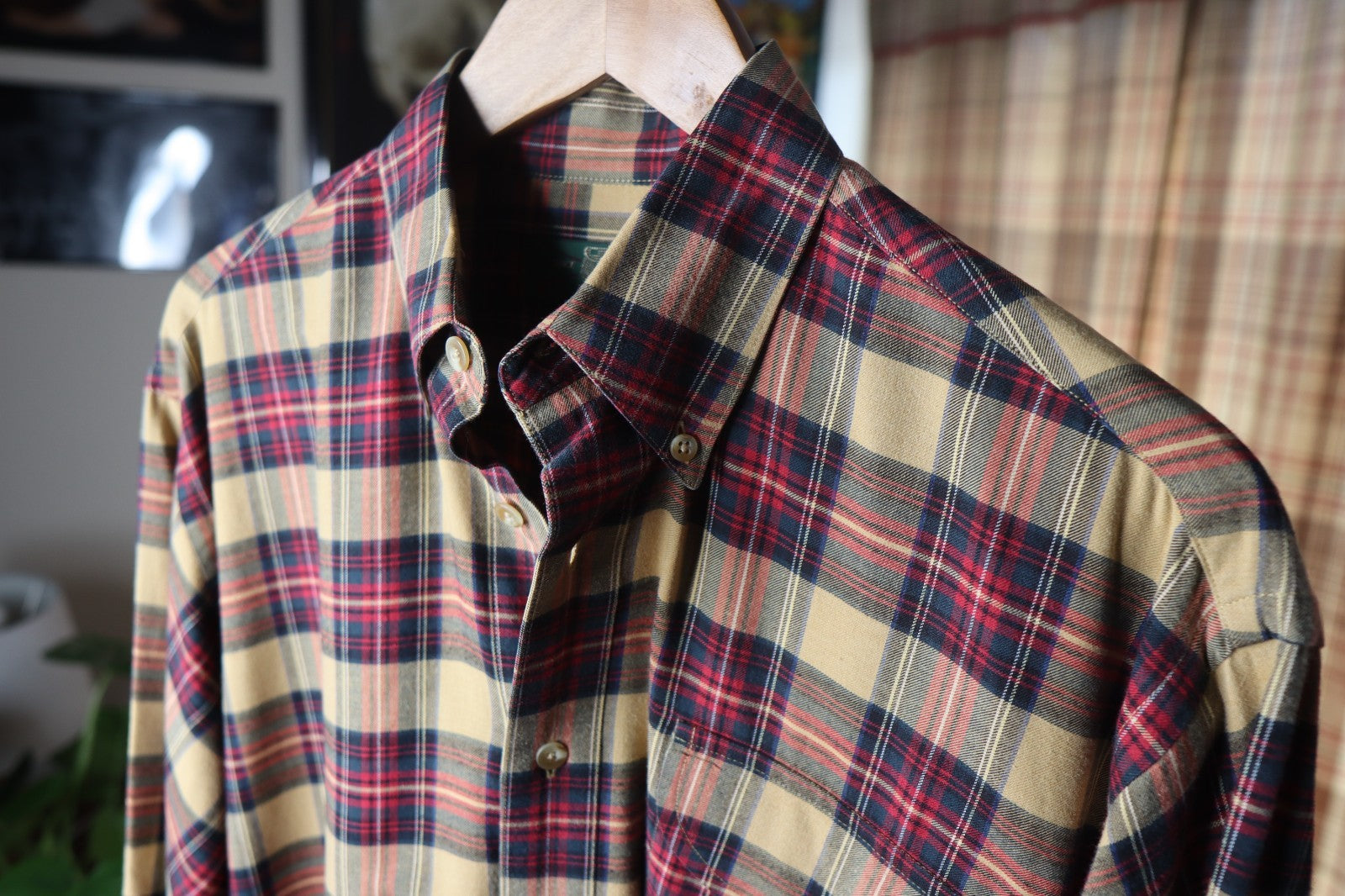 Orvis Mens Large Plaid Check Flannel Cotton Merino Wool Luxury
