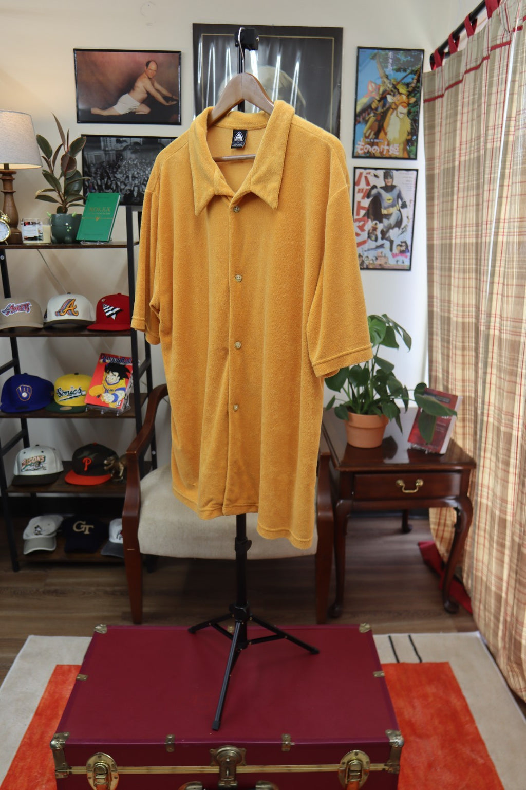 Nike ACG Men's XL Orange Terry Cloth Short Sleeve Button Down Casual Shirt