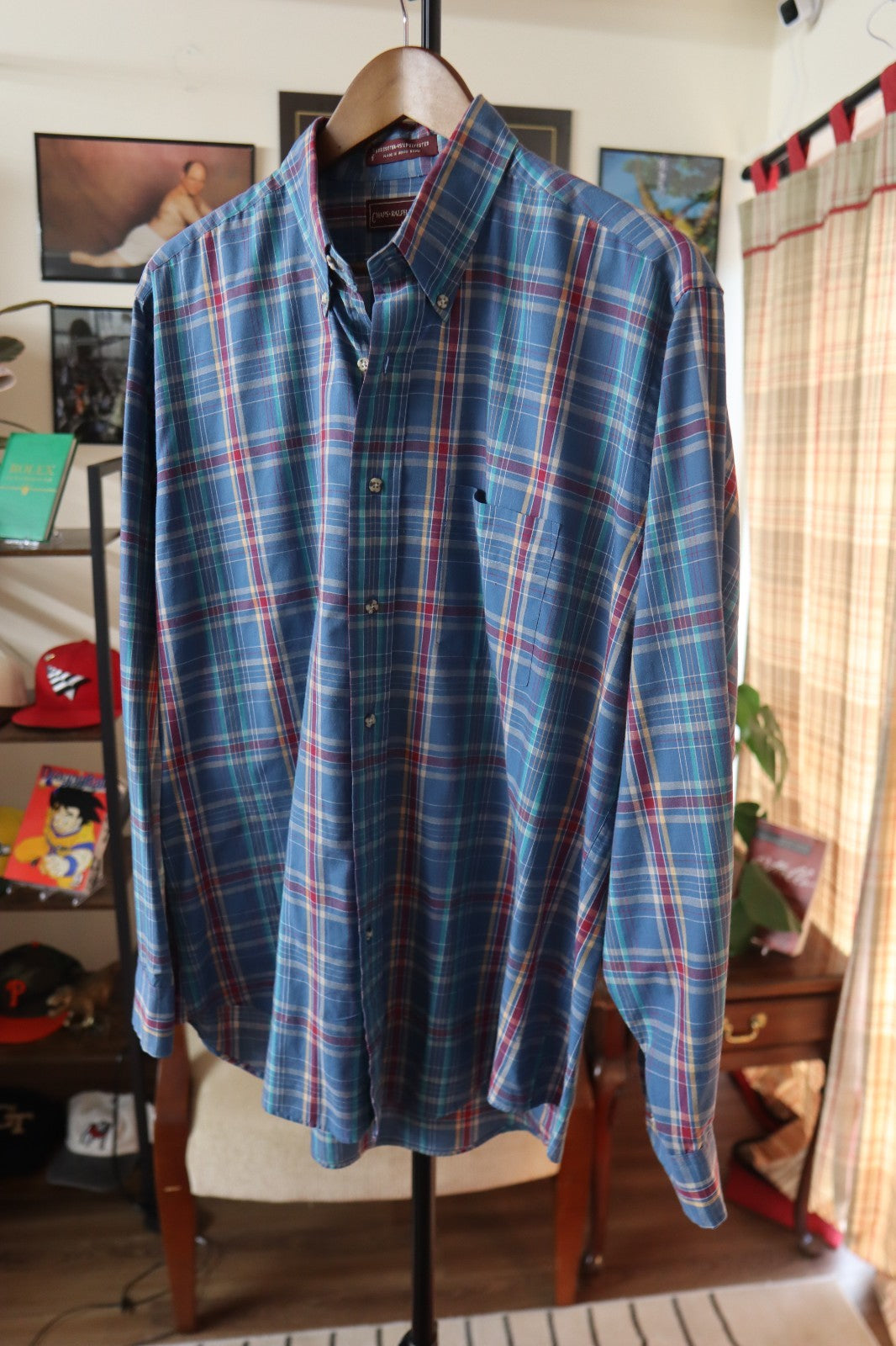 1980s Chap Ralph Lauren Plaid Button Up Shirt Large