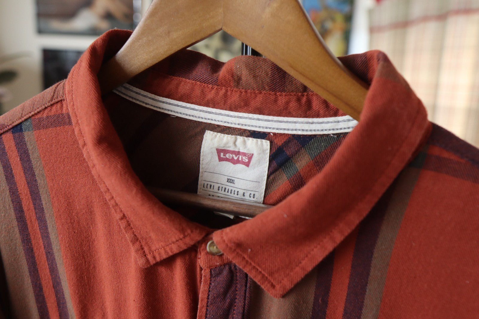 Levi’s Button Up Shirt Men’s XXXL In Rust Plaid