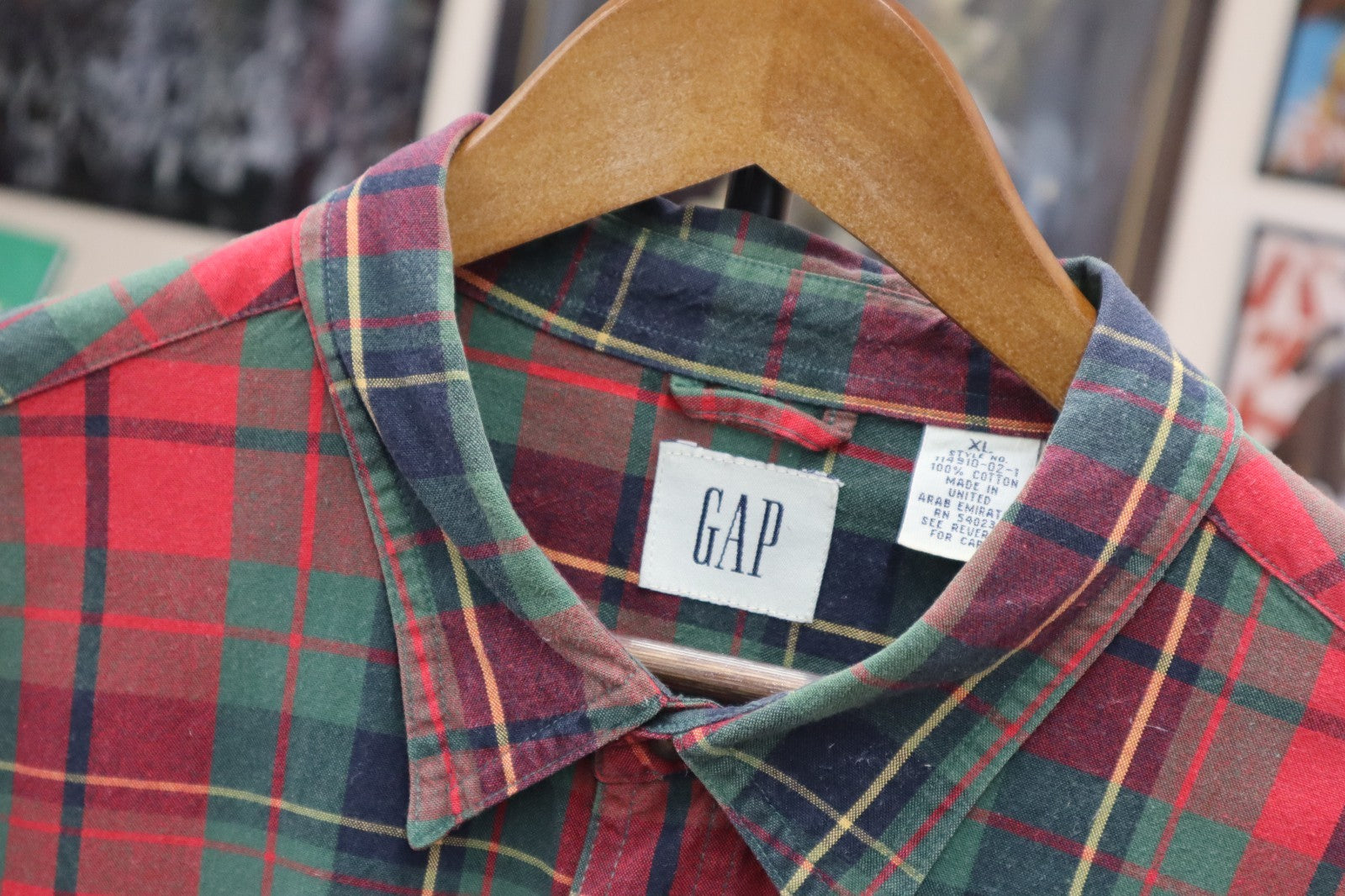 Vintage GAP Plaid Shirt Long Sleeve Red XL Cotton Men's 90s Ivy League