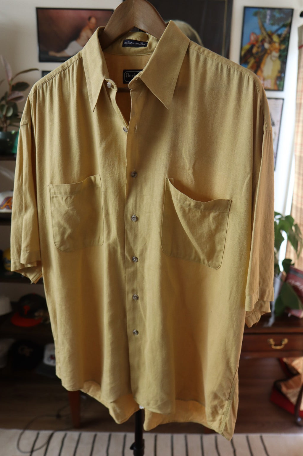 Burberry Of London Mens Short Sleeve Shirt Cotton/Flax Made in the US