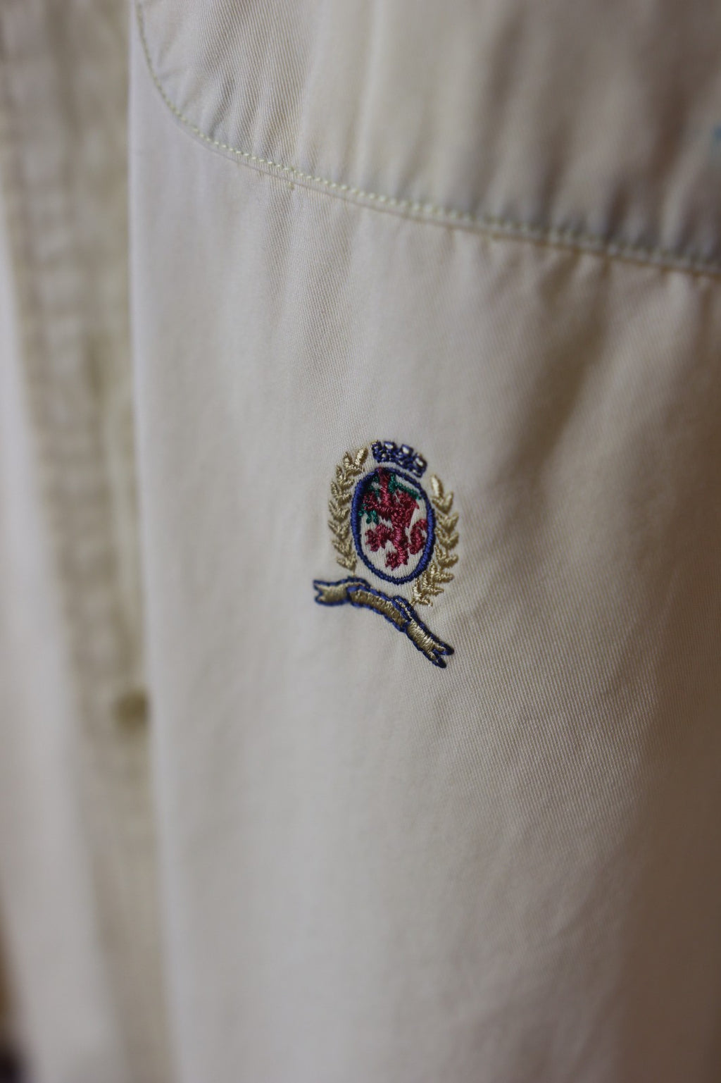 Vintage Tommy Hilfiger Oxford Shirt In Canary Yellow With Lion Crest