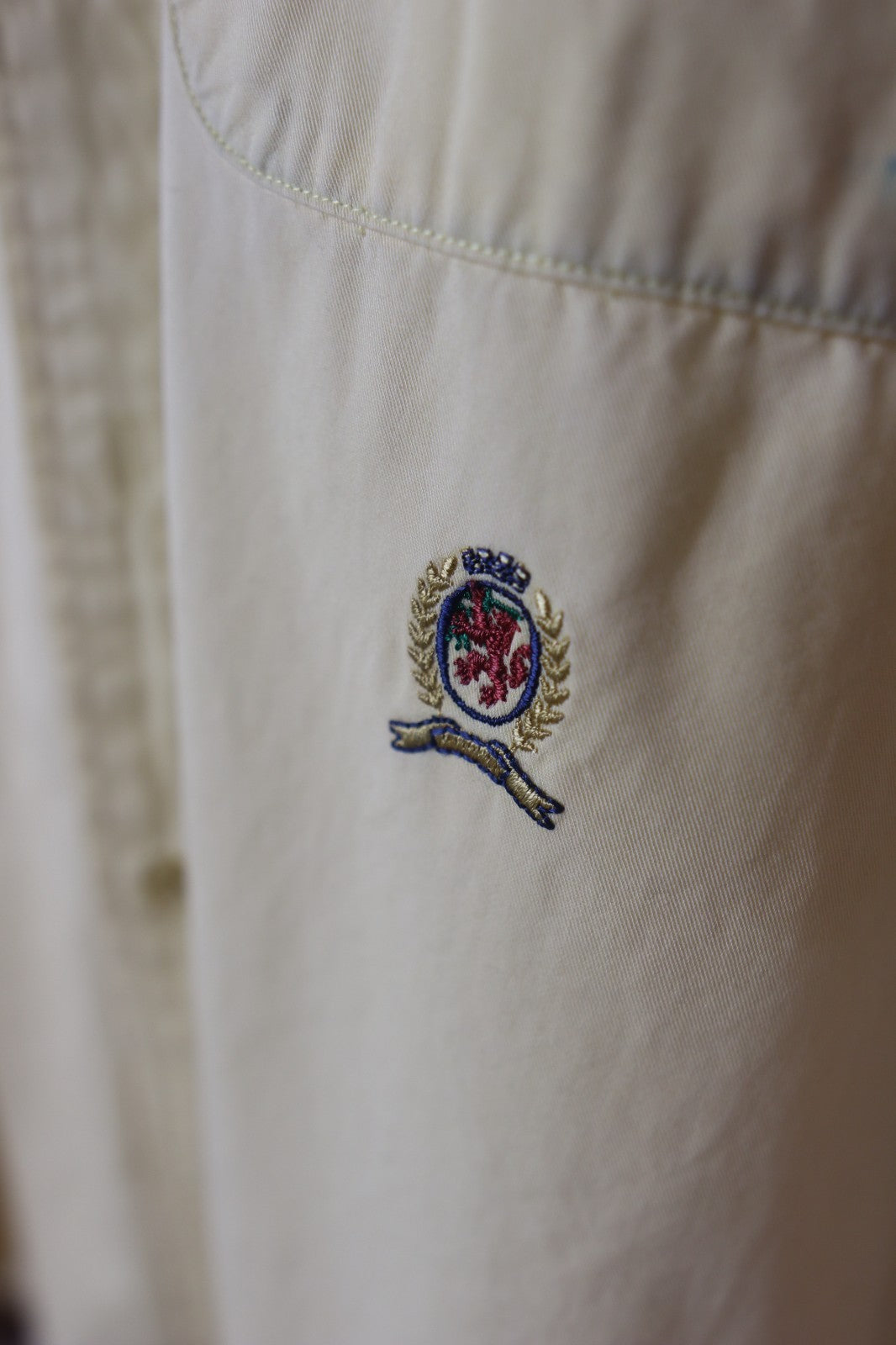Vintage Tommy Hilfiger Oxford Shirt In Canary Yellow With Lion Crest