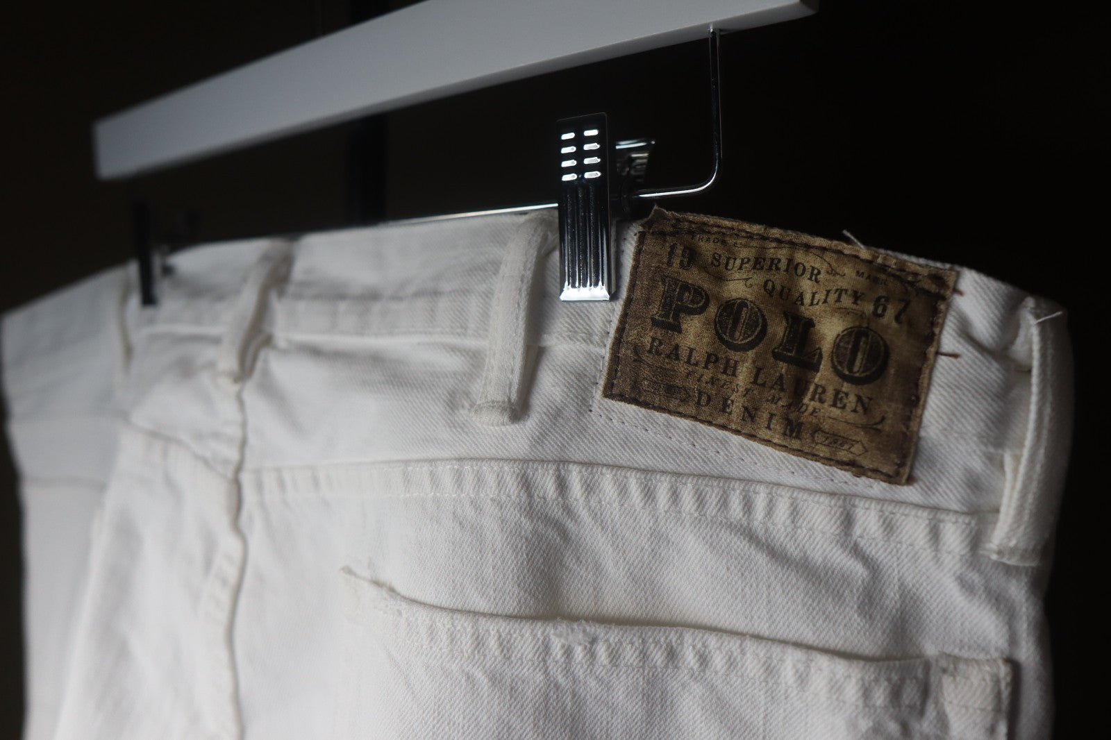 Polo Ralph Lauren Men's Size 40 X 32 White Varick Slim Straight Denim Jeans