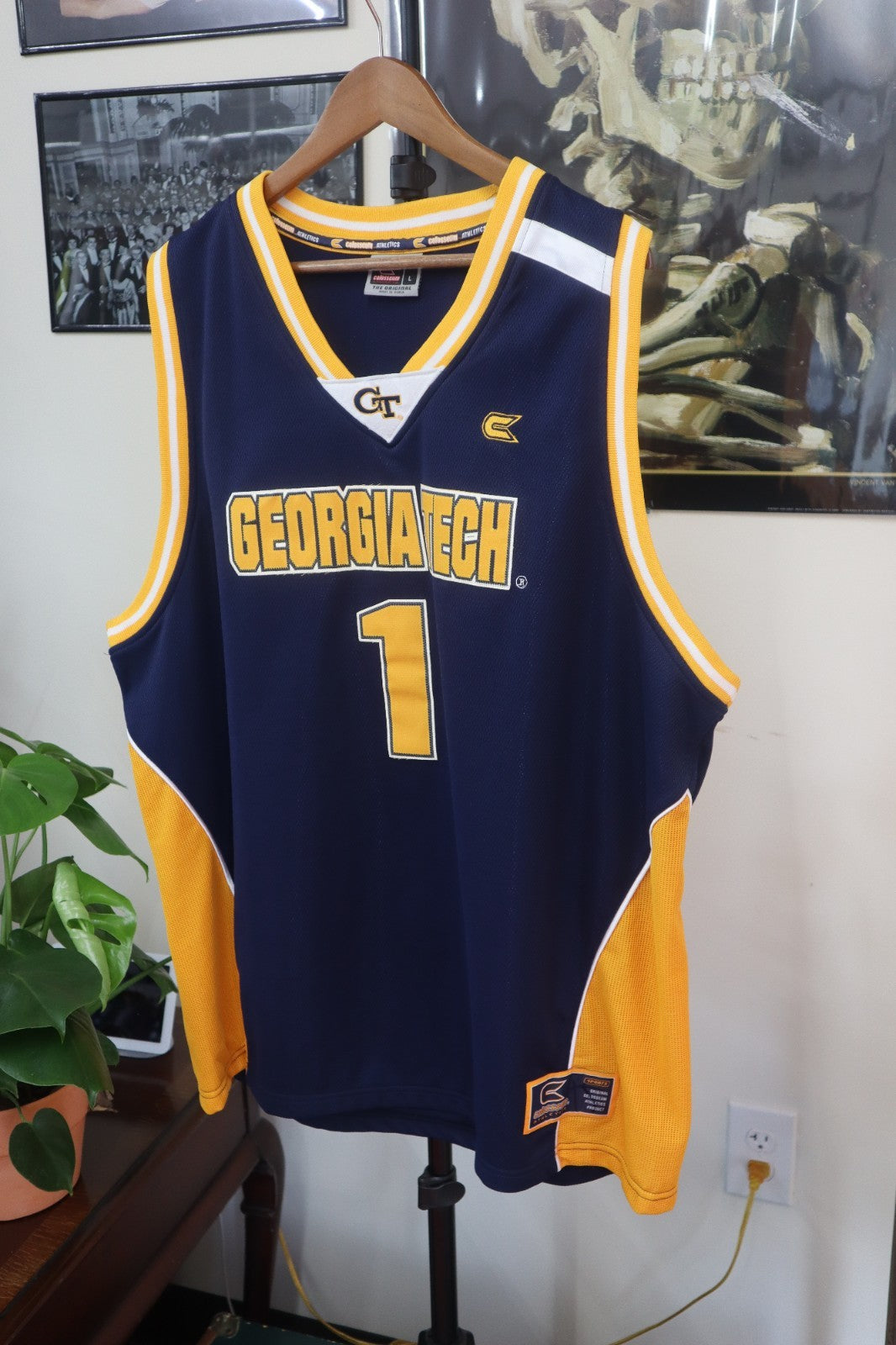 Georgia Tech Yellow Jackets Colosseum Mens Basketball Jersey Blue Size Large