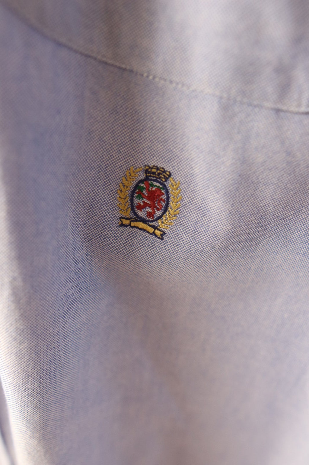 Vintage Tommy Hilfiger Oxford Shirt In Light Blue With Lion Crest