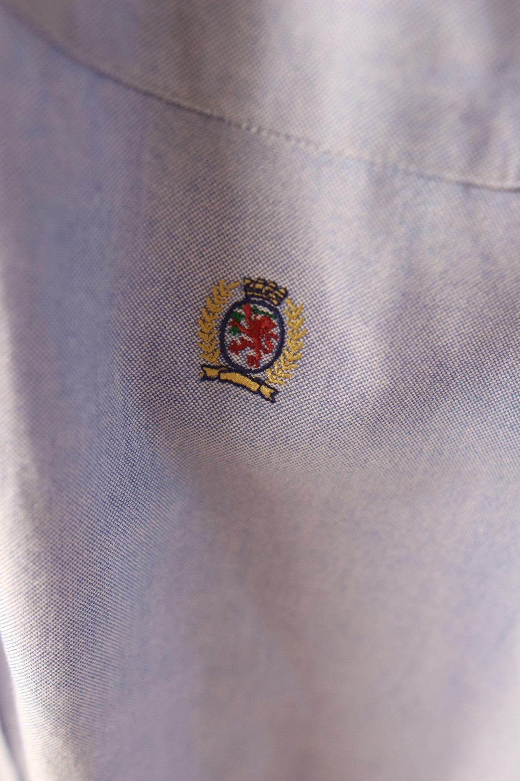 Vintage Tommy Hilfiger Oxford Shirt In Light Blue With Lion Crest