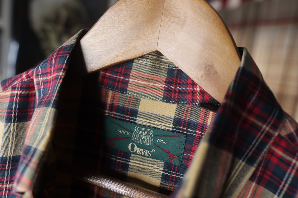 Orvis Mens Large Plaid Check Flannel Cotton Merino Wool Luxury